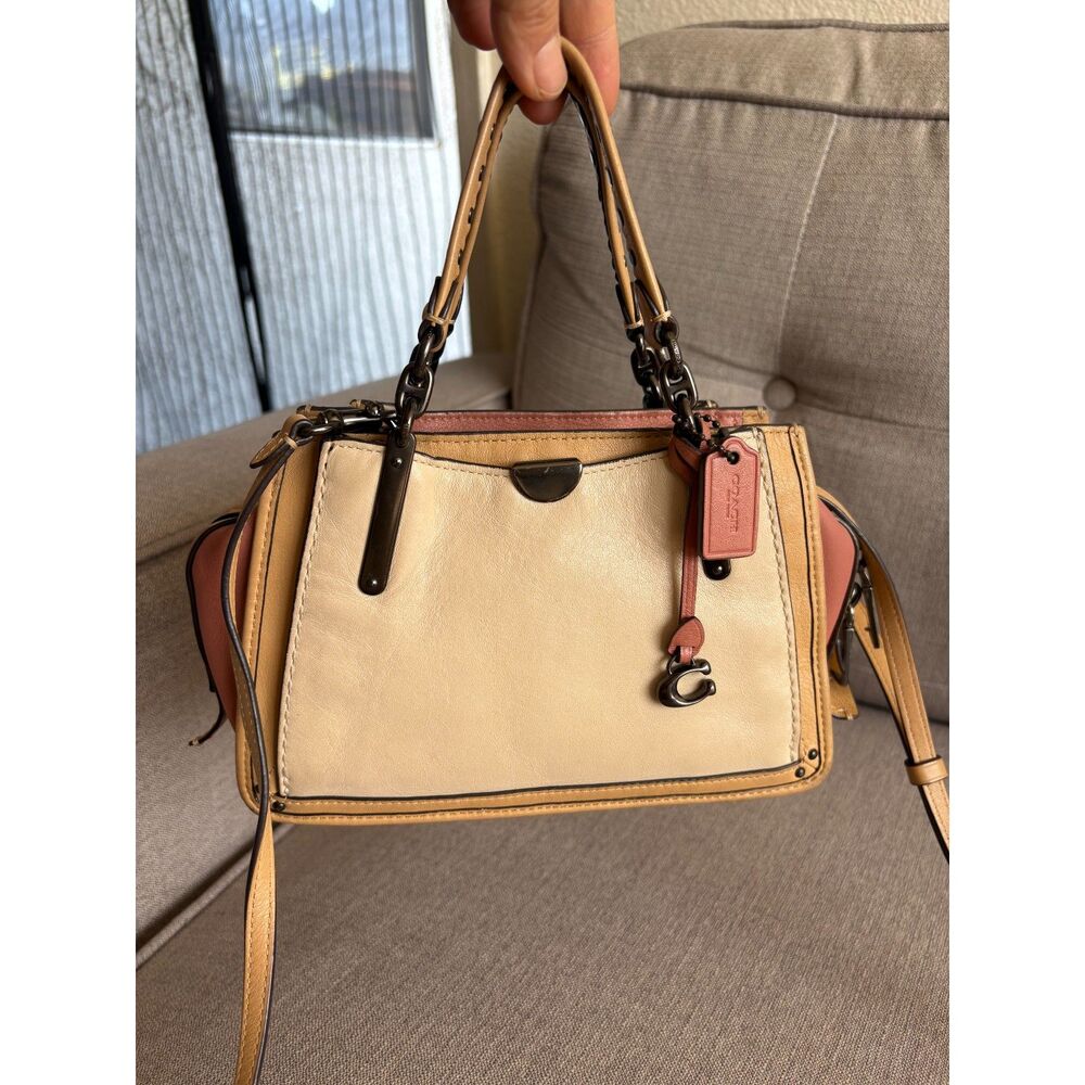 Coach Mini Dreamer 21 ColorBlock Leather Satchel Handle Rivets Crossbody Bag